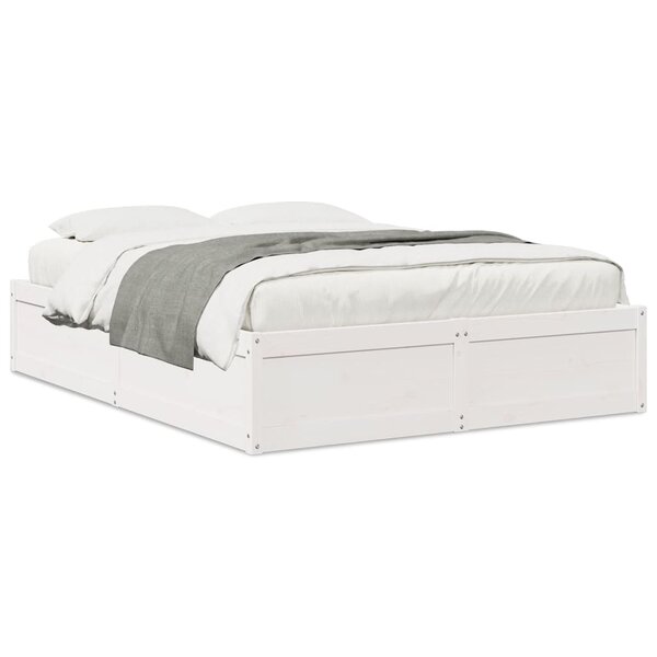 vidaXL Cadre de lit sans matelas blanc 150x200 cm bois de pin massif