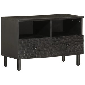 vidaXL Meuble TV noir 70x33x46 cm bois massif de manguier