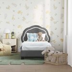 vidaXL Cadre de lit pour tout-petit avec tête de lit Gris foncé