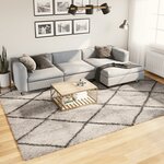 vidaXL Tapis shaggy à poils longs moderne beige anthracite 240x340 cm