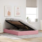 vidaXL Cadre de lit ottoman avec stockage Rose 140 x 200 cm Velours