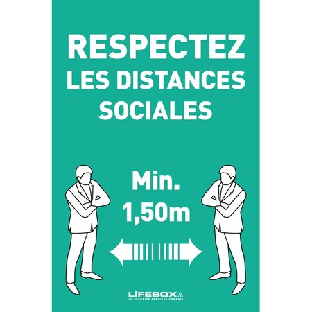 Panneau affichage - Respectez les distances sociales