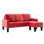 vidaXL Canapé à 3 places avec repose-pied Rouge Similicuir
