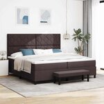 vidaXL Lit à ressorts avec matelas Marron foncé 200 x 200 cm tissu
