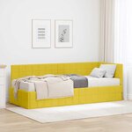 vidaXL Cadre de lit d'angle avec matelas 2 Pièces Jaune Velours