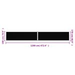 vidaXL Auvent latéral rétractable Noir 180x1200 cm