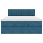 vidaXL Cadre de lit ottoman avec matelas bleu foncé 140x190 cm velours