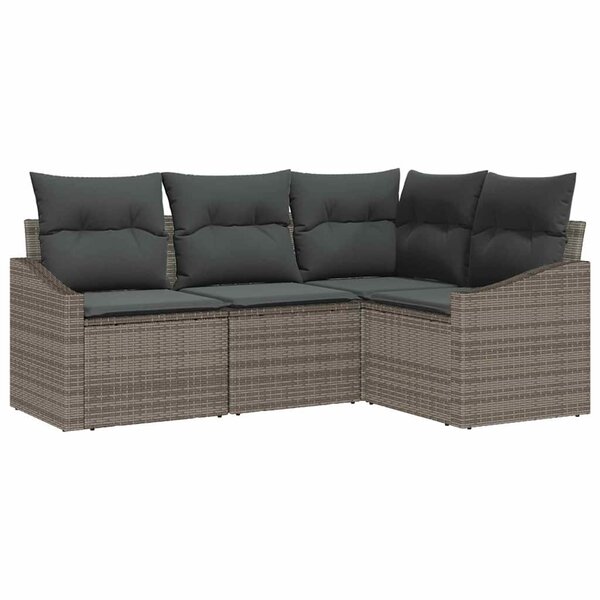 vidaXL Ensemble de salle à manger pour jardin avec coussin 4 Pièces Gris