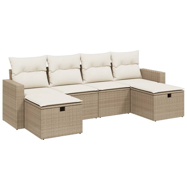 vidaXL Salon de jardin avec coussins 6 Pièces beige résine tressée