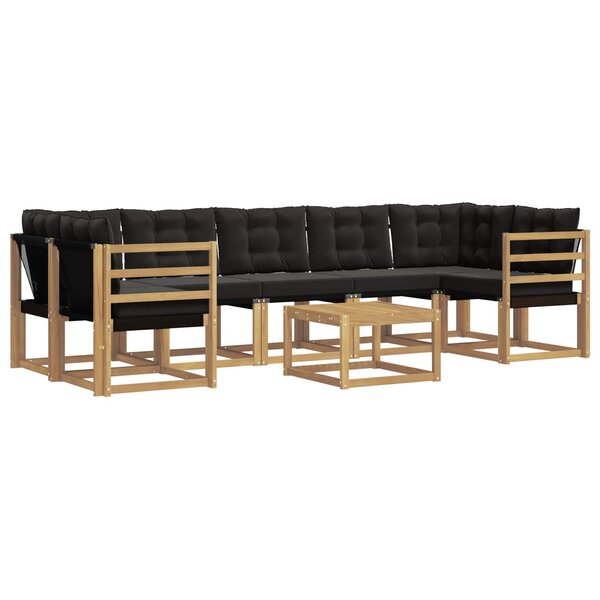 vidaXL Ensemble de canapés d'extérieur 8 pc Blanc et noir