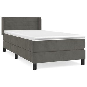 vidaXL Sommier à lattes de lit et matelas Gris foncé 90x190 cm Velours