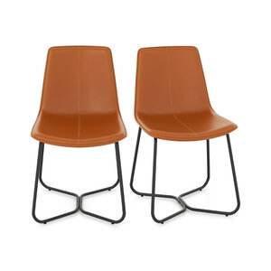 Lot de 2 chaises de salle à manger 57 x 48 x 83 cm confort ergonomique style vintage moderne en similicuir marron 20_0011785