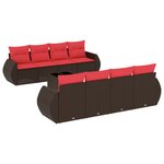 vidaXL Salon de jardin avec coussins 9 Pièces marron résine tressée