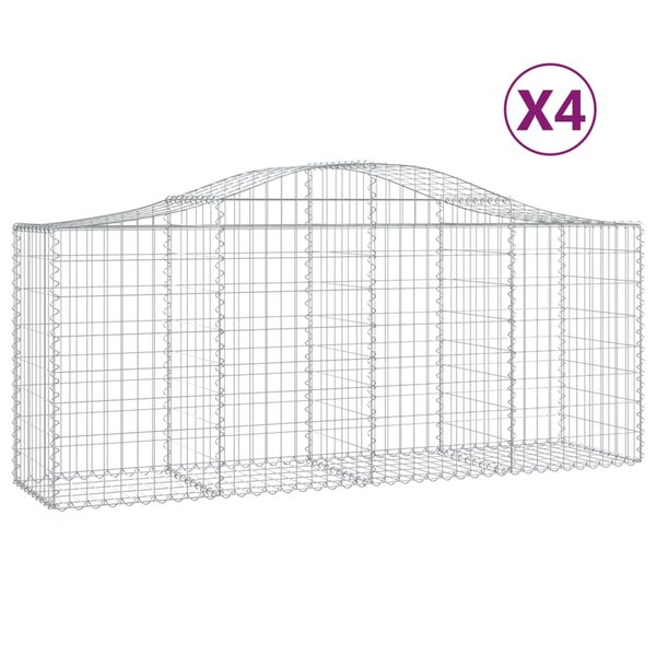 vidaXL Paniers à gabions arqués 4 Pièces 200x50x80/100 cm Fer galvanisé