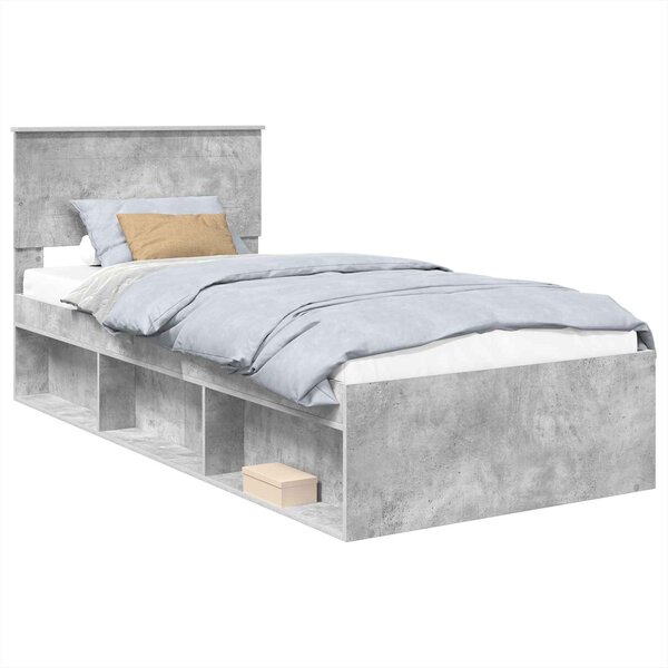 vidaXL Cadre de lit Gris Béton 90 x 190 cm Bois d'ingénierie