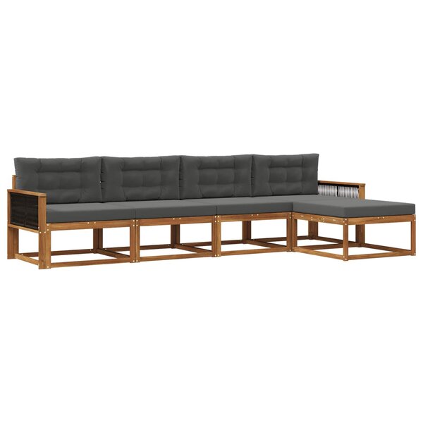 vidaXL Ensemble de canapés d'extérieur 5 pc Naturel et Anthracite