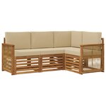 vidaXL Ensembles de canapés avec coussin 4 Pièces Bois d'Acacia Massif