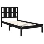 vidaXL Cadre de lit Noir Bois massif 75x190 cm Petit simple