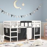 vidaXL Lit mezzanine enfants avec rideaux sans matelas 90x190 cm
