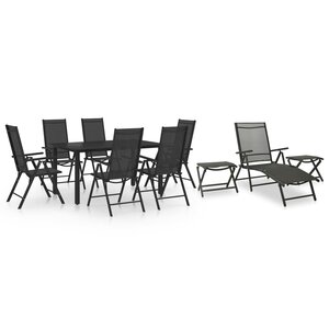 vidaXL Ensemble à manger de jardin 10 Pièces noir et anthracite