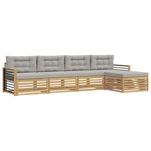 vidaXL Ensemble de canapés d'extérieur 5 Pièces Blanc et gris clair