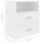 vidaXL Table de chevet Blanc 50x32x60 cm