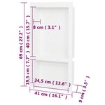 vidaXL Niche de douche avec 2 compartiments Blanc brillant 41x69x9 cm