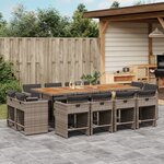 vidaXL Ensemble à manger de jardin coussins 13 Pièces gris résine tressée