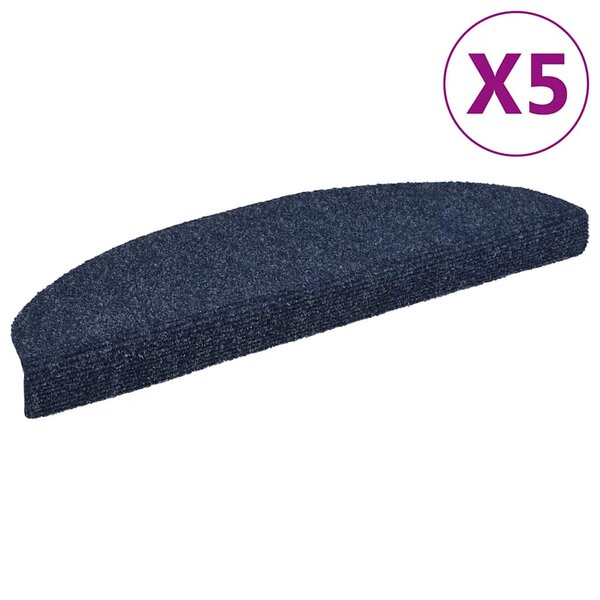 vidaXL Tapis d'escalier autocollants 5 pièces 65 x 21 x 4 cm Bleu Demi-rond Grand