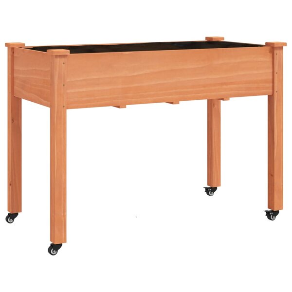 vidaXL Jardinière sur roues avec doublure brun 118x59x80 cm bois sapin