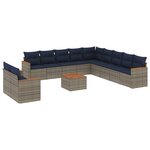 vidaXL Salon de jardin avec coussins 12 Pièces gris résine tressée