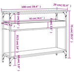 vidaXL Table console avec étagère sonoma gris 100x29x75 cm