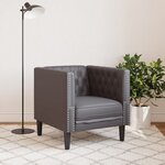 vidaXL Fauteuil Chesterfield gris similicuir