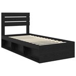vidaXL Cadre de lit avec tête de lit Noir 90 x 190 cm Pin massif