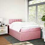 vidaXL Sommier à lattes de lit avec matelas Rose 120x200 cm Velours