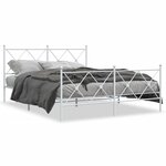 vidaXL Cadre de lit métal sans matelas et pied de lit blanc 160x200 cm