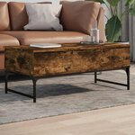 vidaXL Table basse chêne fumé 100x50x40 cm bois d'ingénierie et métal