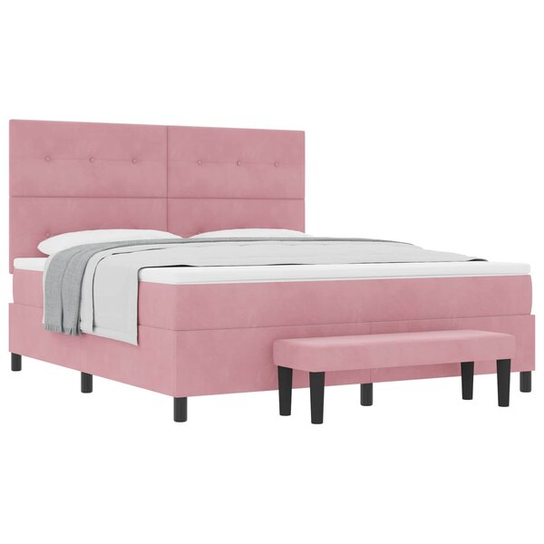 vidaXL Lit à ressorts avec tête de lit Rose 200 x 180 cm Velours