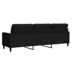 vidaXL Canapé à 3 places Noir 210 cm Velours