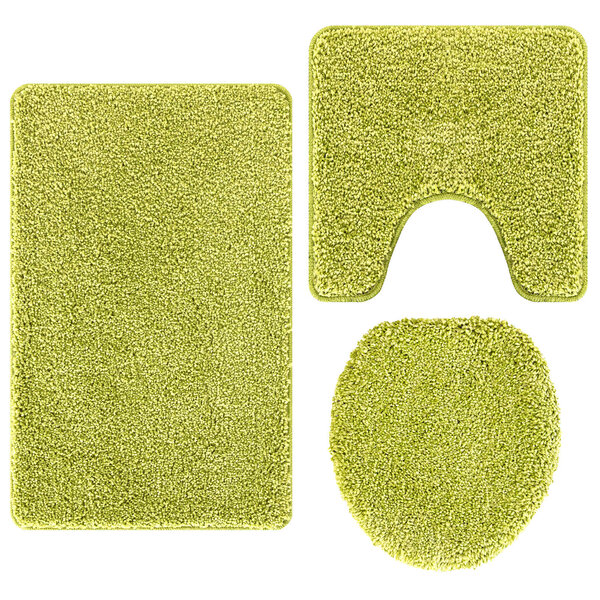 vidaXL Ensemble de tapis de bain antidérapants 3 Pièces Vert PP