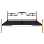 vidaXL Cadre de lit sans matelas noir métal bois chêne 200x200 cm