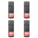 Bolsius Bougies pilier rustiques Shine 4 Pièces 190x68 mm Gris orageux