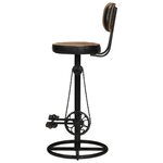 vidaXL Tabouret de bar imprimé en toile lot de 2 cuir chèvre véritable