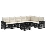 vidaXL Ensemble de canapé de jardin 8 pc Noir et blanc crème polyrotin