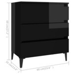 vidaXL Buffet Noir brillant 60x35x69 cm Bois d’ingénierie