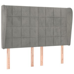 vidaXL Tête de lit avec oreilles Gris clair 147x23x118/128 cm Velours