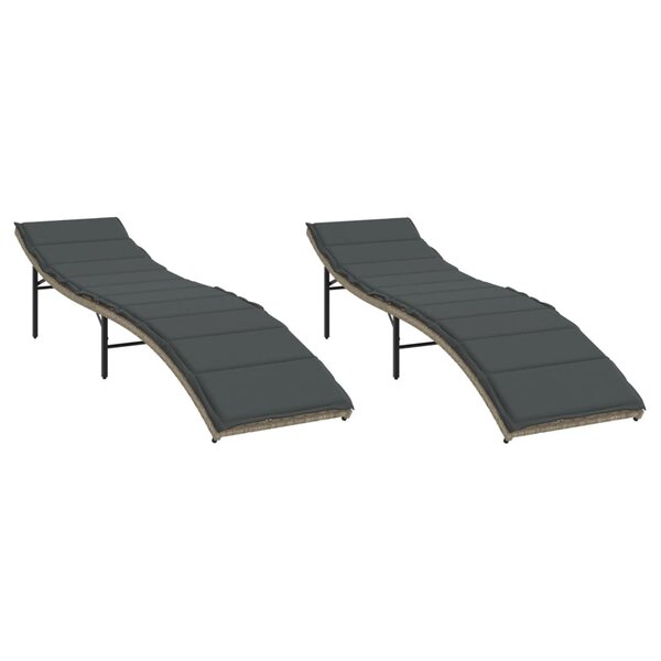 vidaXL Chaises longues lot de 2 et coussins gris clair résine tressée
