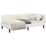 vidaXL Cadre de lit d'angle Crème 100 cm x 200 cm Velours