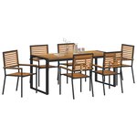 vidaXL Ensemble de salle à manger pour jardin 7 Pièces Noir et Marron