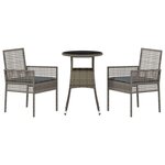 vidaXL Ensemble de salle à manger pour jardin 3 Pièces Gris Poly rotin